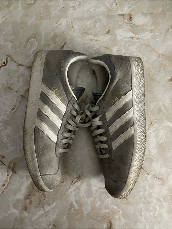adidas Shoes - adidas Gazelle Gray Suede Sneakers with White Stripes